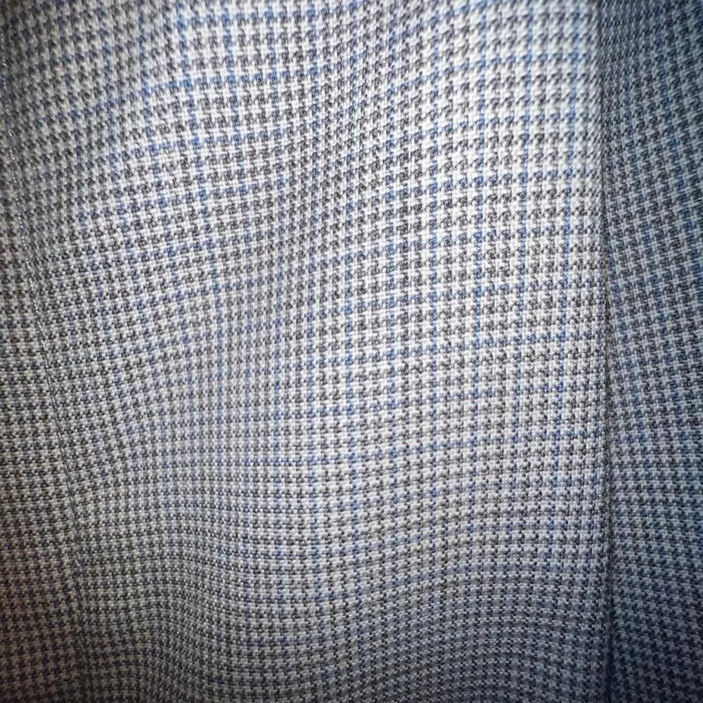Alan Flusser men 32 micro houndstooth pleated wool linen cuffed dress pants flaw